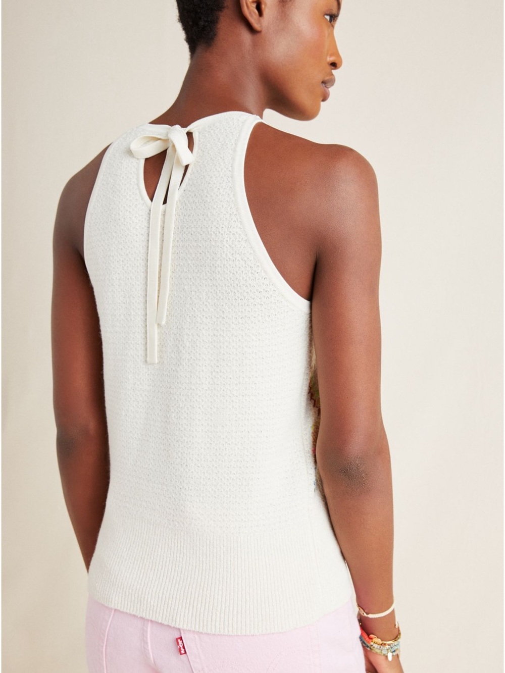 Anthropologie Sunrise Sweater Tank Top - Neutral Cream With Colorful Embroidory - Picture 2 of 10
